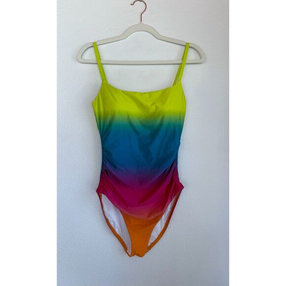 NWT La Blanca Womens Setting Sun Tank One-Piece Swimsuit in Multi Rainbow Size 8 - Picture 5 of 13